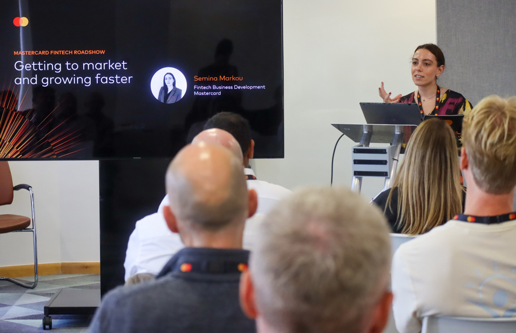 Semina Markou speaking at Mastercard Fintech on the Road in Cardiff